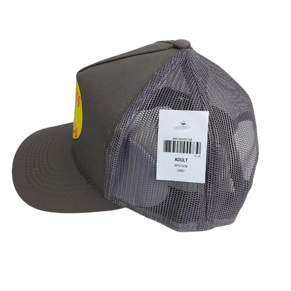 Bass Pro Shops Grey Printed Logo Trucker Mesh Hat Snapback Closure NEW - Picture 2 of 9